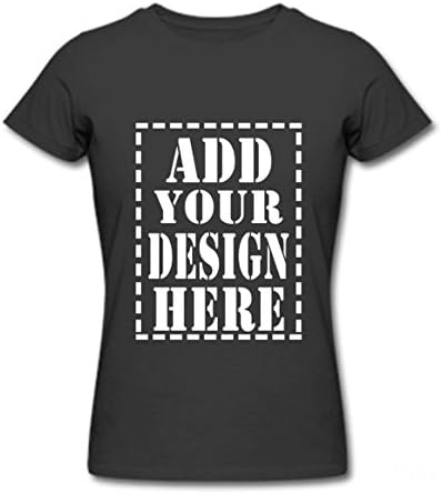 Add Your Own Custom Women Elegant Round Neck Cotton T-Shirt Tee (L, black)