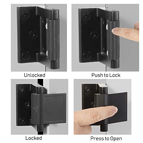 Home Security Door Lock,Child Proof Door Reinforcement Lock with 3''Screws for Inward Swinging Door, Privacy Door Lock Deadbolt Defend Home and Hotels - Thumbnail 5