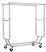 Finnhomy Commercial Grade Adjustable Double Rail Rolling Garment Rack, Heavy Duty Extensible Clothing Hanging Rack with Lockable 4-Inch Industrial Wheels, Chrome