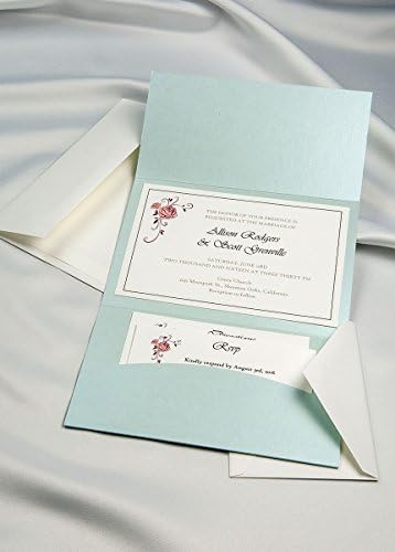 Horizon Pocket Folder Invitation Kit - Aqua Shimmer - Pack of 20