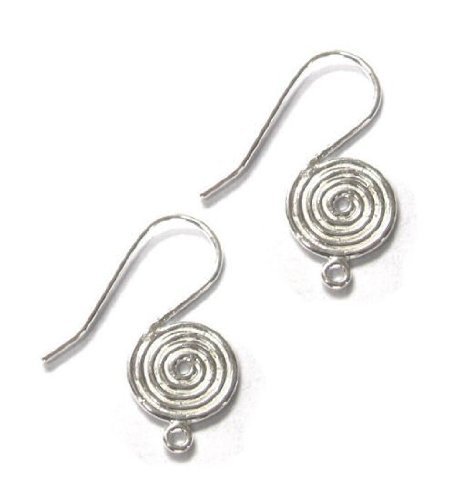 1 pair/2pcs .925 Sterling Silver Round Whirl Ear Wire Earring French Hook With Ring Earring Connector 22mm/Findings/Bright