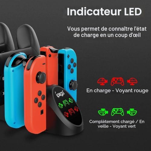 Station de Charge 6-en-1 pour Nintendo Switch/OLED Joycon & Pro Controller
