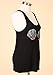 Sidecca Women's Knit Sequins Seashell Bra Mermaid Racerback Tank (Medium, Black)