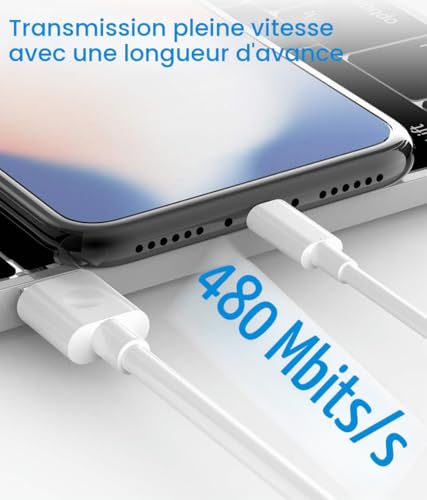 Quntis 3 Pack iPhone Charger Cable, MFi Certified Cable, Lightning Wire Fast Charge for iPhone 11 12 13 14 Pro 13 Mini XS Max XR X 8 7 6s 6 Plus 5 Se iPad Charger, iPhone Cord White