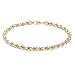 10k Yellow Gold Hollow Rope Chain Bracelet and Anklet for Women and Girls, 2mm