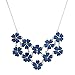 Lux Accessories Silvertone n Blue Acrylic Flower Floral Mini Statement Necklace