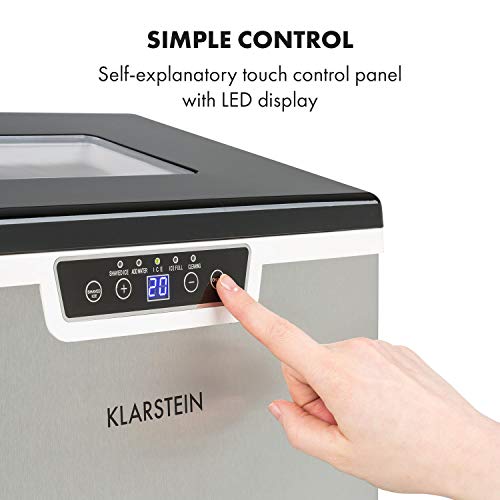Klarstein Icefestival Cube Eiswürfelbereiter, 400 W, 12-20 kg/24h Eiswürfel, Eisfachkapazität: 1,9 kg, Wasseranschluss… – Bild 8