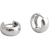 Chunky Wide Minimalist Small Hoop Earrrings for Women Cartilage S925 Sterling Silver Fashion Dainty Cuff Sleeper Simple Huggie Hoops Hypoallergenic Jewelry Gifts Bff Birthday Mom 10mm