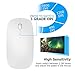Rechargeable Wireless Mouse, Pasonomi 2.4G Slim Mute Silent Click Noiseless Optical Mouse with USB Receiver (Stored at Bottom of The Mouse) Compatible with Notebook, PC, Laptop, Computer, Mac (White)