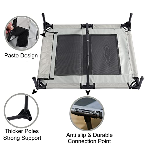 Outdoor Elevated Dog Bed 36 inch with Canopy, Raised Dog Bed, Grey Waterproof Removable