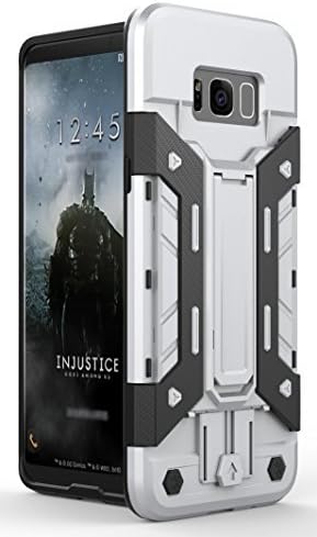 White Galaxy S8 Protective Case with Stand and Credit Card Holder Bumper Hard Shell Case