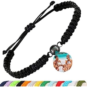 CLYLIFE Custom Photo Bracelets, Personalized Circle Projection Bracelet with Picture Inside, Memorial Photo Gifts for Boyfrie