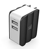 LAX Dual USB AC Power Adapter with Smart iQ Technology – Plug-In Adapter Rapic Charge 3.4A - for iPhone X 8 7 7Plus 6S 6S+, 6 6Plus, iPad Air/Mini, Samsung Galaxy S6, S6 Edge, HTC M9 and More [Gray]