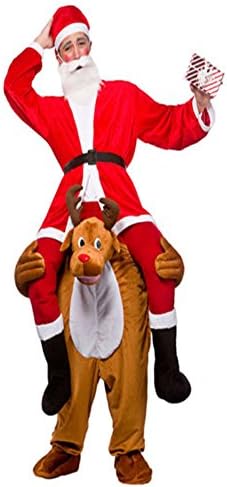 Christmas Carry Mascot Me Shoulder Adult Reindeer Rudolf Ride On Costume Unisex Fancy Dress
