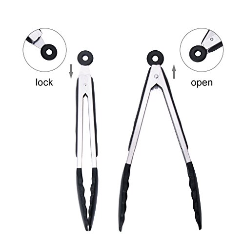 KingTong Stainless Steel Kitchen Cooking Tongs With Silicone Tips 9 and 12 Inch Set of 2 - Thumbnail 5