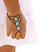 Doinshop New Multilayer Bronze Turquoise Bracelet Finger Ring Bangle Slave Chain