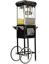 Funtime Sideshow Popper 8-Ounce Hot Oil Popcorn Machine with Cart, Black/Silver