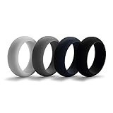 AVEN Mens Silicone Wedding Ring - 4 Rings Pack - 8.7mm Wide(2mm Thick)-Black, Gray, Light Gray,Navy