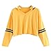 Keepfit Fashion Crop Tops, Striped Sweatshirt Causal Cut Out Shoulder Blouse for Women