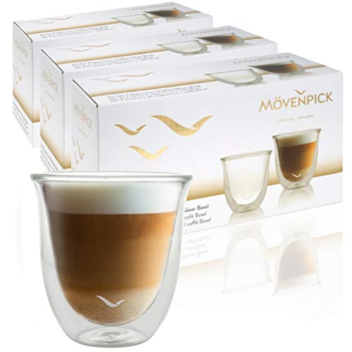 Mövenpick 6 x Cappuccino Gläser 250ml - Spülmaschinengeeignete doppelwandige Gläser - Thermogläser geeignet als…