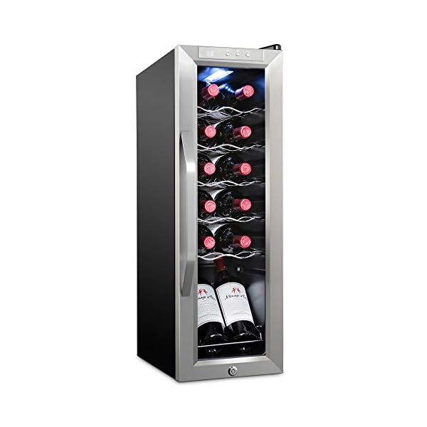 Ivation-12-Bottle-Compressor-Wine-Cooler-Refrigerator-wLock-Large-Freestanding-Wine-Cellar-For-Red-White-Champagne-or-Sparkling-Wine-41f-64f-Digital-Temperature-Control-Fridge-Stainless-Steel