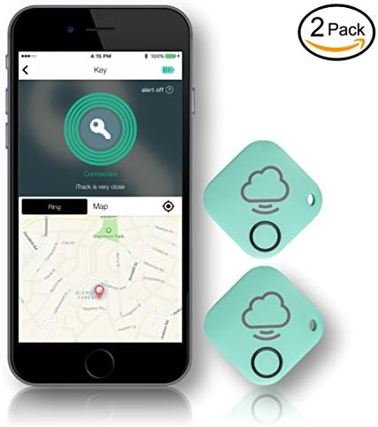 iTrack Key Finder, Phone, Pets. Any Item, Maps, Location, 2 Way Communication, selfie button -UPDATED VERSION (2- Pack Green)