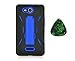 For LG OPTIMUS EXCEED VS840PP / LUCID 4G VS840 Kickstand Hybrid Hard Phone Cover Case - Black / Blue + Free Green Stone Pry Tool