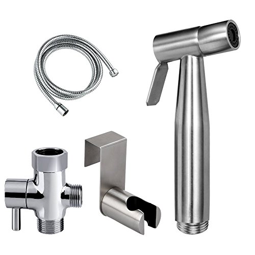 Baitaihem Stainless Toilet Bidet Sprayer Steel Handheld Shower Sprayer for Bathroom Self Cleaning (Set A)