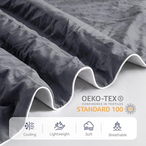 IKALIFE Cooling Blanket Bed for People - Q-Max > 0.5 Cooling Blanket Lightweight Summer Blanket Cooling Blanket Ice Blanket for Sleeping Cold Blanket for Summer Sleeping 150 x 200 cm Grey