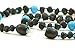 Unpolished Amber Teething Necklace with Turquoise Beads - 12.6 Inches - Baltic Amber Land - Raw Cherry Certified Baltic Amber Beads - Knotted - Screw Clasp