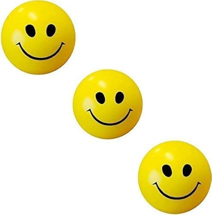 ToyStack Smiley Face Squeeze Ball (Yellow) - Set of 3