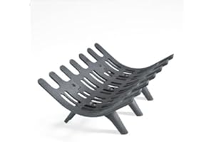 Plow & Hearth Large Heavy-Duty Cast Iron Deep-Bed Self-Feeding Fireplace and Hearth Wood Grate with Six Legs, 22" W at Front x 22" W at Rear x 15½"D x 7½"H