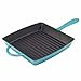 Zelancio Cookware 10-Inch Enameled Cast Iron Square Grill Pan, Perfect for Steak, Grilled Cheese, Paninis and More, Teal