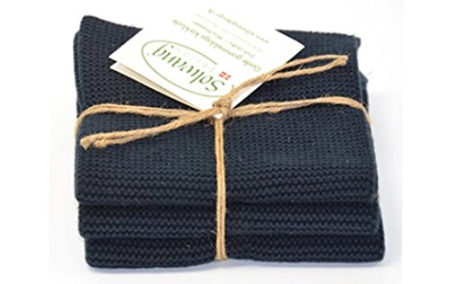 Solwang Cleaning Cloths Black Knitted Cloth Cotton Wipes Stainless Steel