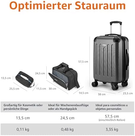 Hartschalenkoffer 3Stück, 4 Spinner-Räder, Schwarz