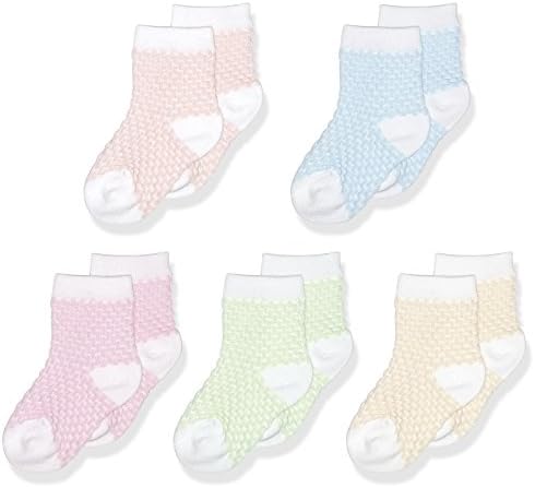 OLABB Baby Socks 5 Pairs Pack Thin Cotton Eyelet Toddler Socks Breathable Holes Design for Age 0-6 years summer and spring (M 1-3 years)