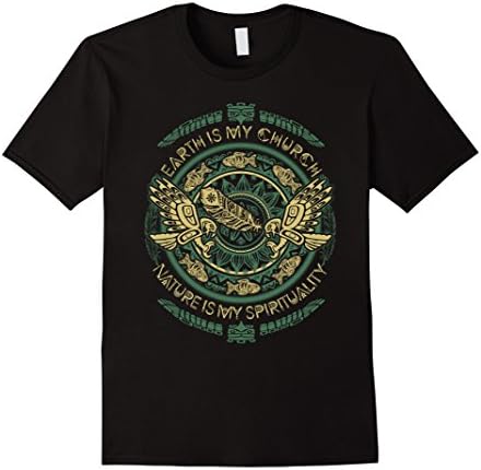 Mens earth is my church native american t shirt 2XL Black