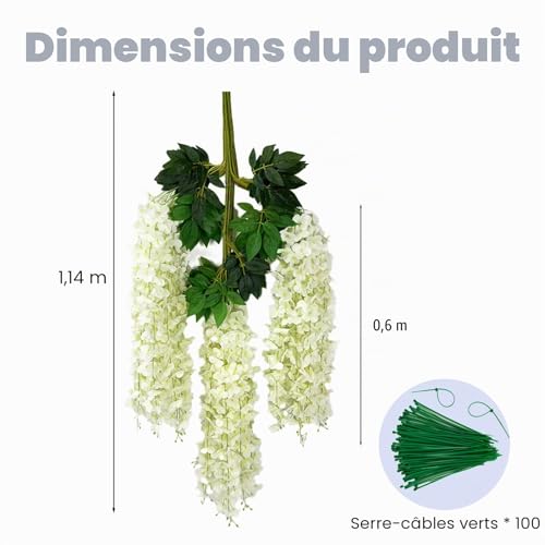 BIRDDIE 48 Pieces Artificial Flower Deco Wisteria Artificial Flowers Falling for Wedding Party Garden Decoration