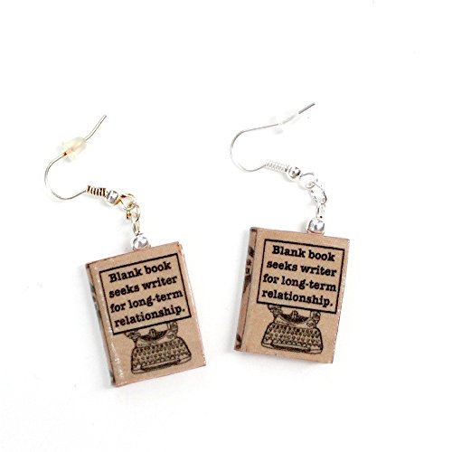 WRITER'S BLOCK Funny Clay Mini Book HYPOALLERGENIC Earrings by Book Beads - Thumbnail 6