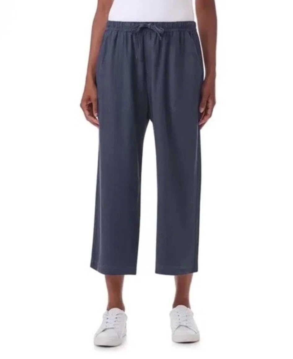 Photo 1 of Splendid Women's Cropped Wide Leg Drawstring Pants (Navy Blue, XX-Large)