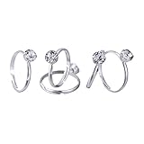 Mtlee Silver Diamond Rings for Wedding Table Scattering Decorations, Favor Accents, Party Supply, 16 Pack