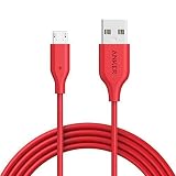 ANKER Powerline Micro USB - Charging Cable, with Aramid Fiber and 5000+ Bend Lifespan for Samsung, Nexus, LG, Motorola, Android Smartphones and More (Red, 6ft)