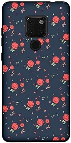 Aksuo for Huawei Mate 20X Case , Women Girls boy Men Printed Black Design Plastic Case with TPU Bumper Protective Cover,Rose Bud
