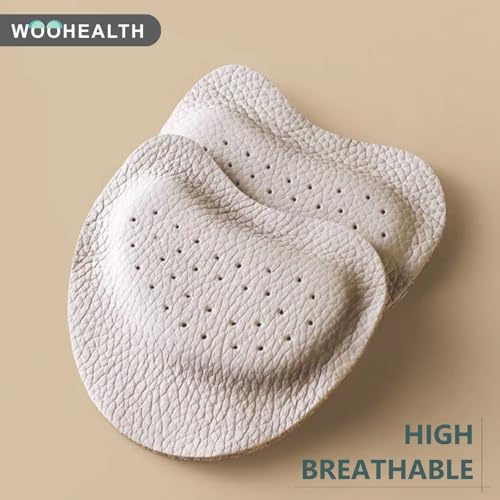 WOOHEALTH Metatarsal Pads for Women, Ball of Foot Cushions Pads (2 Pairs Forefoot Pads) for Mortons Neuroma, Metatarsalgia & Forefoot Pain Relief for Men & Women (Light Grey)