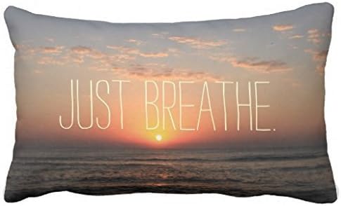 Himoud Just Breathe Quote Lumbar Pillowcase Pillow Covers 20 x12 inches