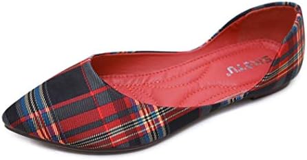 Kyle Walsh Pa Women Casual Flats Pointed Toe Plaid Soft Comfortable Slip-on Ladies Flats Shoes