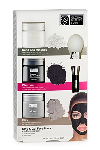 Dead Sea Minerals, Clay, Charcoal Gel Face Mask with Applicator