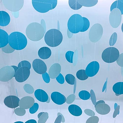 Sky Blue Paper Garlands Ceiling Hangings Decorations Circle Dots Streamersx Baby Shower Nursery Happy Birthday Party Table Centerpieces Decorations
