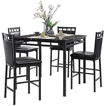 Homelegance 5-Piece Pack Counter Height Dinette Set, Black