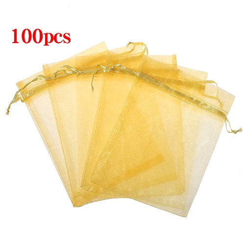 Boshen 100/200PCS Organza Gift Candy Sheer Bags Mesh Jewelry Pouches Drawstring Bulk for Wedding Party Favors Christmas 3